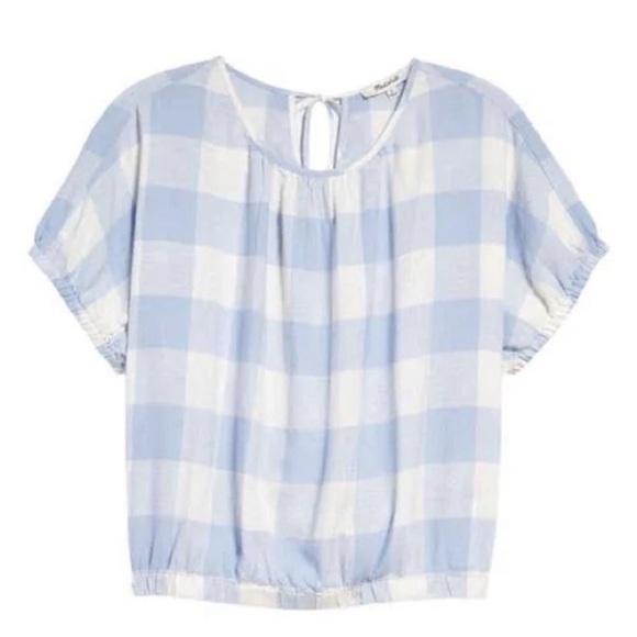 Madewell Linen-Blend Michele Bubble Top in Gingham Check - Picture 4 of 8